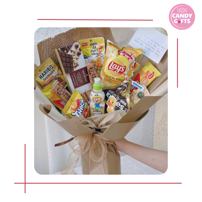 Bó hoa snack kẹo chocolate mix độc đáo - Candy&Gifts