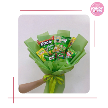 Bó Hoa Snack Kẹo Xanh Lá Độc Đáo