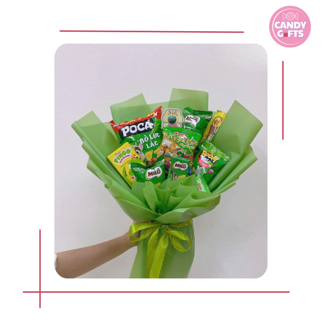 Bó Hoa Snack Kẹo Xanh Lá Độc Đáo