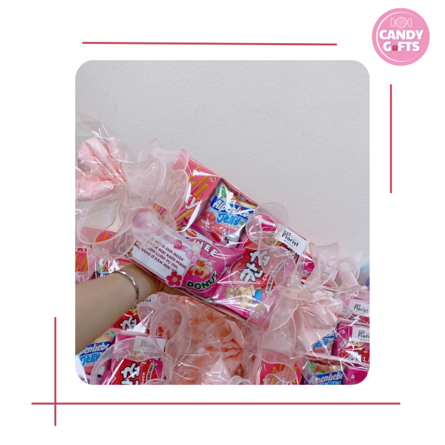 Bó Hoa Kẹo Dẻo Donut Hồng Ngọt Ngào