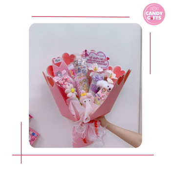 Bó Quà Bánh Kẹo Hồng Cute